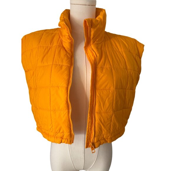 2/$30 Zara XS-S Orange Quilted Puffer Vest Jacket - Picture 9 of 15